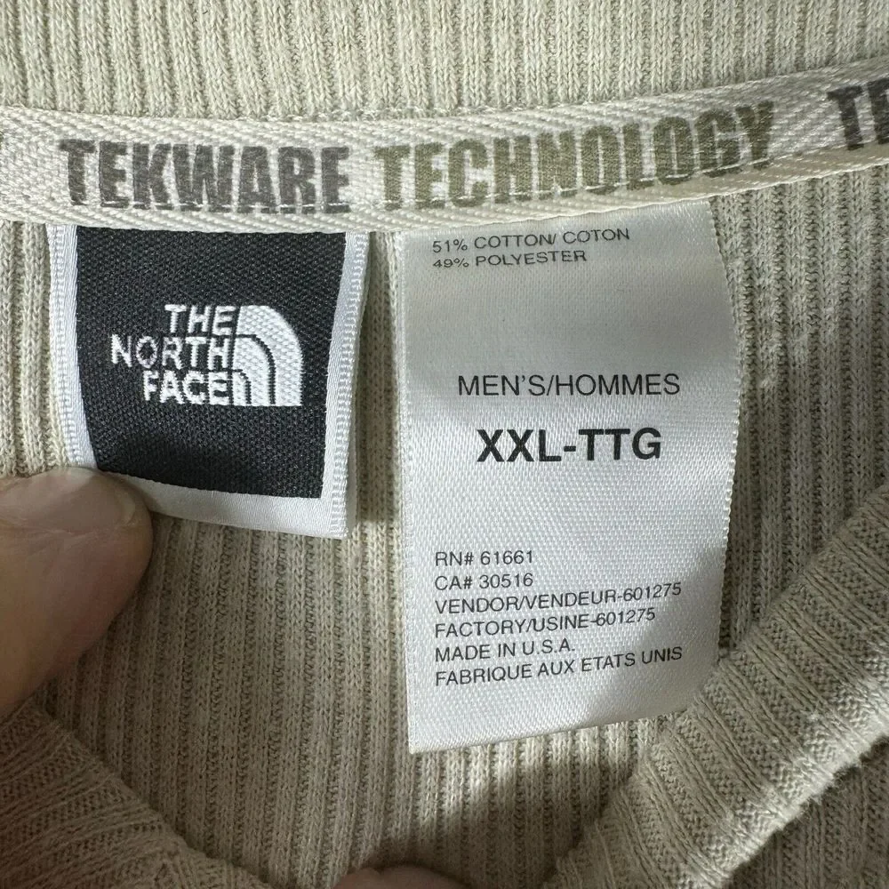 The North Face Tekware Technology‎ Shirt Mens XXL Beige Ribbed